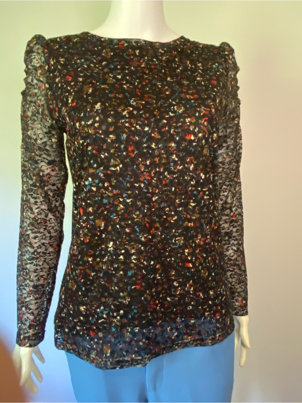 Molly Bracken Black Lace Top with Multicolor Speckle